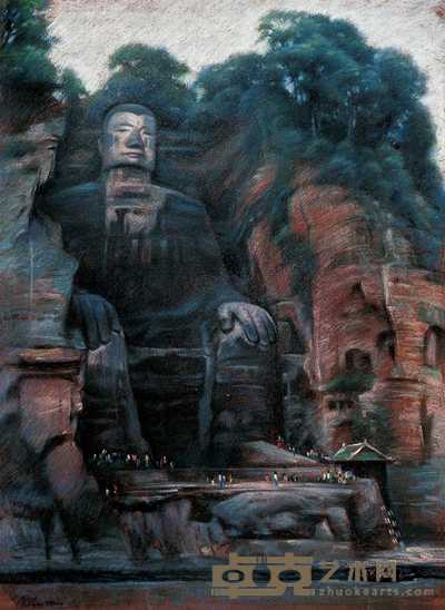 曹诺 1980年作 乐山大佛 74×54cm